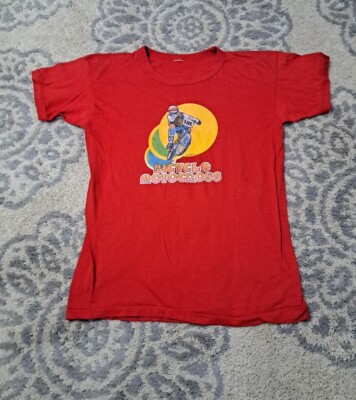 vintage 70s MOTOCROSS BMX BICYCLE CHAMP ROACH IRON-ON Shirt MEDIUM 1978