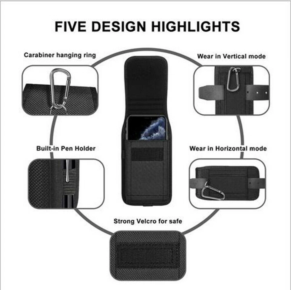 Outdoor Waterproof Tactical Mobile Phone Belt Pouch Holster Cover Flip Case Bag - Image 3 of 4