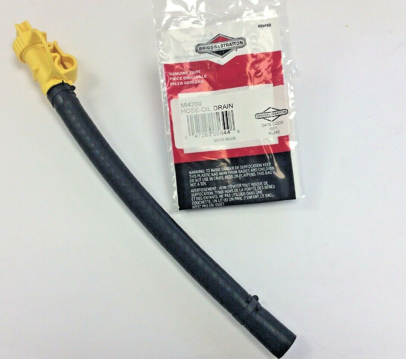 GENUINE BRIGGS & STRATTON OIL PLUG HOSE 594200 796530 Briggs oil drain