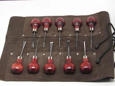 10pc Wood Carving Wood Block Tools & Leather Tool Roll Ramelson USA 107 209