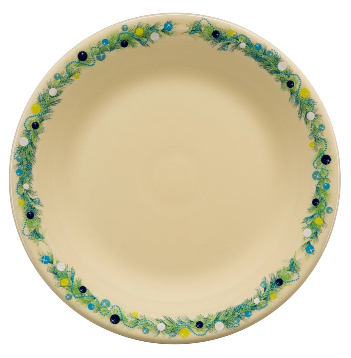 Lot of Fiesta Fiestaware Blue Christmas Tree 10 1/2 Inch Dinner Plate  Ivory