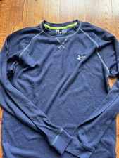 Under Armour Mens Pullover Sweatshirt Catalyst Long Sleeves Logo Blue Size SM