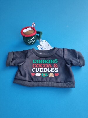 BUILD A BEAR Pullover Cookies Kakao & Kuscheln Frohe Weihnachten Tasse Handgelenk Brandneu mit Etikett 