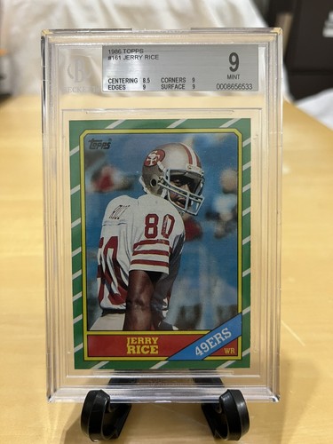 JERRY RICE ROOKIE CARD VINTAGE 1986 TOPPS #161 GRADED BECKETT BGS MINT 9 INVEST