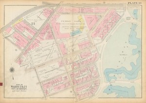 Boston #33 Fenway Park Boston Red Sox Stadium & Kenmore. BROMLEY 1928 old map