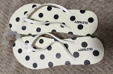 New Old Navy White W/ Black Polka Dots Beach Wear Flip Flop Size 9 NWT