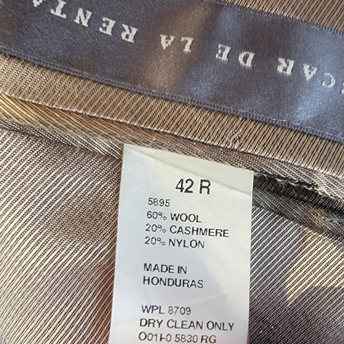 Oscar De La Renta Blazer Jacket Cashmere Wool Nylon 2 Button Tan Size 42R - Picture 10 of 11
