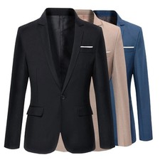 Men's Business Casual Blazer Slim Fit Suit Jacket Formal Wedding Sport Coat