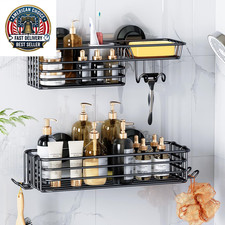 Shower Caddy Suction Cup, 2 Pack Suction Shower Shelf with Hooks  Soap Holder,