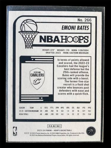 Emoni Bates 🔥2023-24 Panini NBA Hoops Red Hyper 🔥Rookie 🔥 #266 Cavaliers /99 - Picture 2 of 3