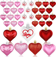 Valentine's Day Heart Ornaments Baubles Red Pink Hanging Decorations Gift 36 Pcs