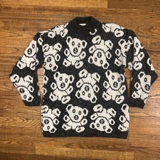 Needles and Yarn Teddy Bear Acrylic sweater Made In USA Size Large