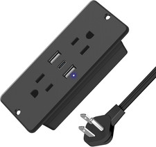 5 in 1 Recessed Power Strip Flat Plug, 20W Fast Charging Furniture Outlet Wit...