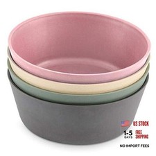Bamboo Kids Bowls, Matte Dark Gray/Green/Off White/Pink 10 Oz Without Lids 