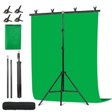 Green Screen Backdrop Kit Stand 6.5x5 Ft Portable Adjustable Clips Case