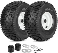 15x6.00-6 Rubber Lawn Mower Tire and Wheel, 2 Pcs Replacement 