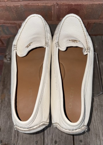 COACH Shoes Amber Size 9.5B Ivory Cream Driving Mocs Slip On Flat Loafers A00276 - Picture 12 of 14