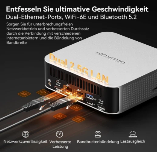 GEEKOM Mini PC A8 Max  AMD Ryzen 7 8745HS  32GB DDR5 1TB SSD Win 11 Pro - Bild 4 von 4