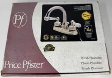 PF Price Pfister 8H3-8PBP Lavatory Faucet 4" Faucet w/ Brass or Porcelain Handle