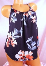 Super Soft Sleep Top Floral Pajama Tank Navy Linea Donatella Lace Detail sz S