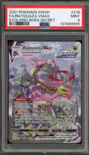 Pokemon Rayquaza VMAX Evolving Skies Secret Rare Full Alt Art #218 PSA 9 Mint