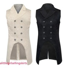 Men's Gothic Steampunk Camisole Dovetail Jacquard Brocade Double-breasted Vest