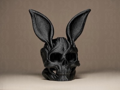 Skull Bunny Figurine   Schädel Hase Dekofigur in Schwarz | Halloween & Gothic
