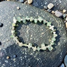 Prehnite Chip Beaded Stretch Bracelet, Green/...