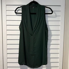 Fun2Fun Dark Green Sleeveless Draped Blouse Women’s XL