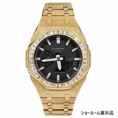 G-Shock GA2100 Frosted Gold Custom Baguette CZ Bezel Used From Japan