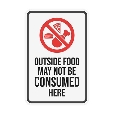 Portrait Round Plus Outside Food May Not Be Consumed Here Wall or Door Sign