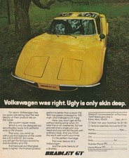 1975 Bradley GT Fiberglass Kit Car VW Chassis Original Print Ad 20x27cm MIM 570