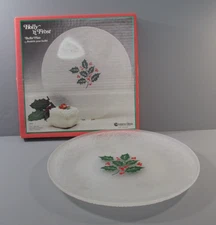 Indiana Glass "Holly 'n Frost" Frosted Glass Buffet Plate - #1031
