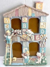 Vintage 1991 Malden Teddy Bear ABC Nursery Picture Frame Pastel Baby Decor