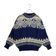 Dale of Norway Wool Knit Ski Sweater Nordic Fair Isle Fisherman Size M Navy