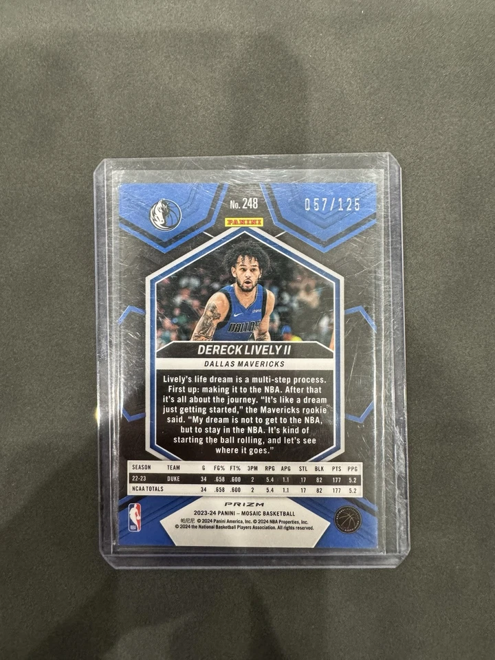 2023-24 Panini Mosaic - Rookies Ice Mosaic Prizm #248 Dereck Lively /125 (RC) - Image 2 of 2