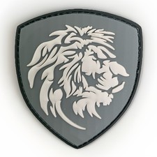 Patch PVC 3D Lion Héraldique Gris - Ecusson Tactical 8,5 cm