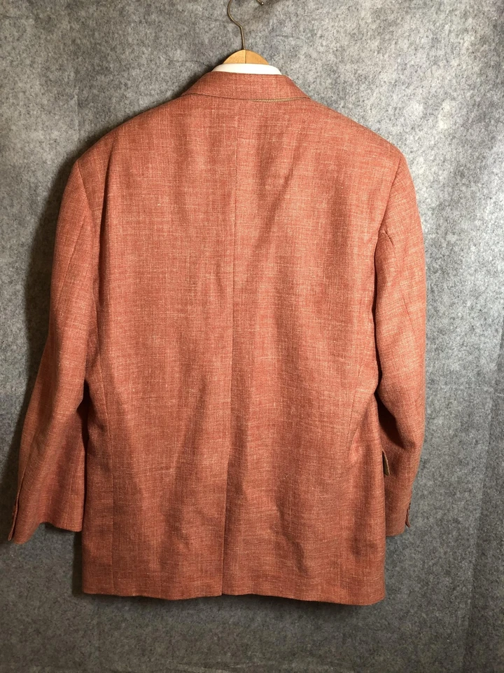Blazer Brooks Brothers Rojo Óxido Seda Lino Lana Blazer Hombre 45R Abrigo Deportivo Foto 4 de 4