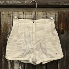 Vintage 80s OP Ocean Pacific Girls Youth Surf Corduroy Cords Shorts In Cream