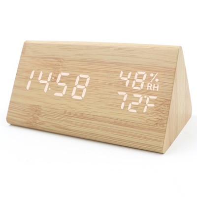 Wooden Digital Alarm Clock Large Numbers Loud Alarm Dimmer Wood Decor