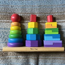 Melissa  Doug Geometric Stacker Wooden Toy 22pc Educational Classic Preowned