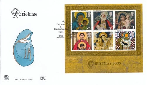 Christmas minisheet GB Stuart FDC Wells Somerset 2005 (151399)