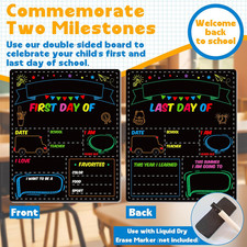 First  Last Day of School Board,10x12 Double Sided Chalkboard for Kids Memories