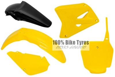 Suzuki RM85 2003 - 2025 OEM Racetech Plastic Kit YELLOW w/ BLACK REAR FENDER
