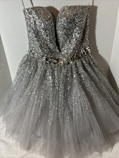 Sherri Hill Prom Bat Mitzvah Dress Sz 8 Silver