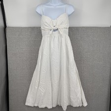 Madewell Dress Womens 14 White Linen Cutout Tie Front Midi Sundress Boho Summer