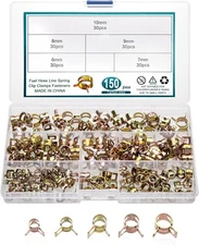 150 Pcs Fuel Line Spring Hose Clamps, Band Type Clips Silver 