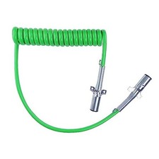 7 Way Coiled Cord 15 FT Green ABS Electrical Power 15FT Longtail Coiled Cord