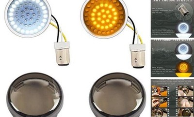 DTR2017 Front LED Turn Signal Lights, 2 Inch Bullet Running 1157 Amber+White
