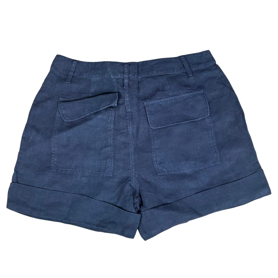 Pantalones Cortos FRAME Le Beau 100% Lino Para Mujer Talla XS Lavado Negro ¡Nuevos Con Etiquetas! Foto 4 de 4